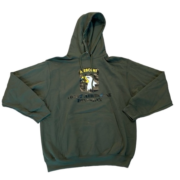 Hunter Green Military Hooded Sweatshirt Size Large. - Picture 2 of 7